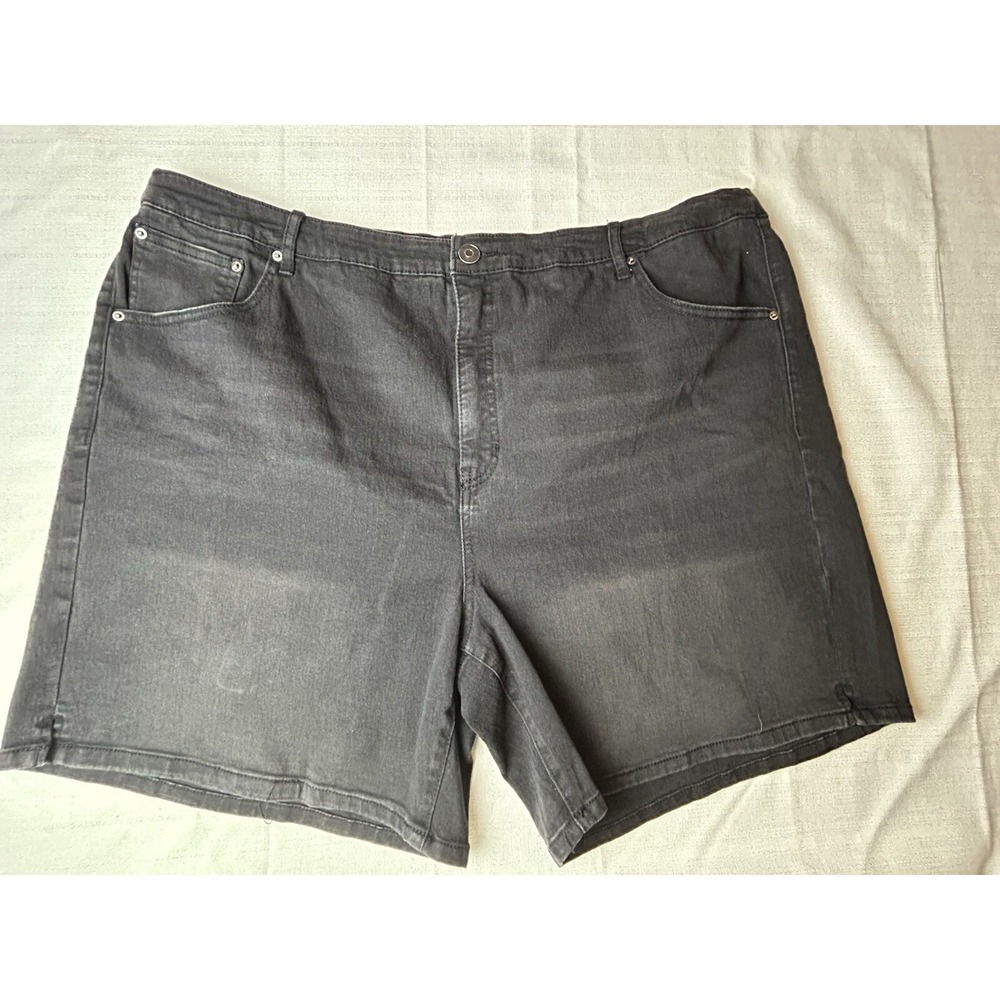 Terra & Sky Black Jean Shorts With Elastic Back‎ 3X 24/26W Plus Size NWT
